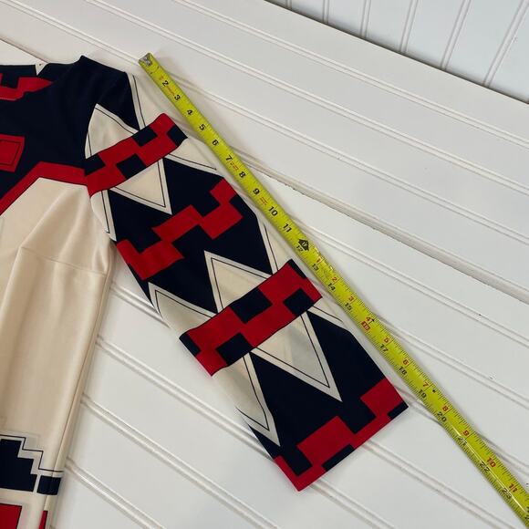 Tibi Multicolor Aztec Long Sleeve Mini Shift Dress Size M - Picture 7 of 7